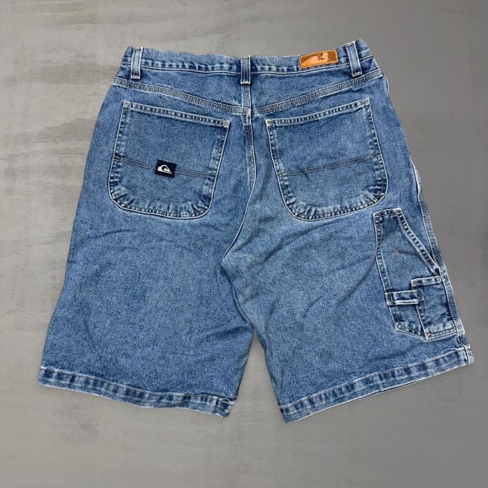 Y2K Quiksilver Quikjean Carpenter Jorts Shorts Blue Denim Utility Skate 32
